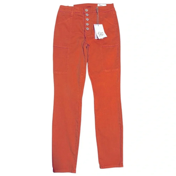 Cosmic Blue Love Denim - **SOLD** Cosmic Blue Love (Pistola) Pumpkin Denim Button Fly Skinny Jeans